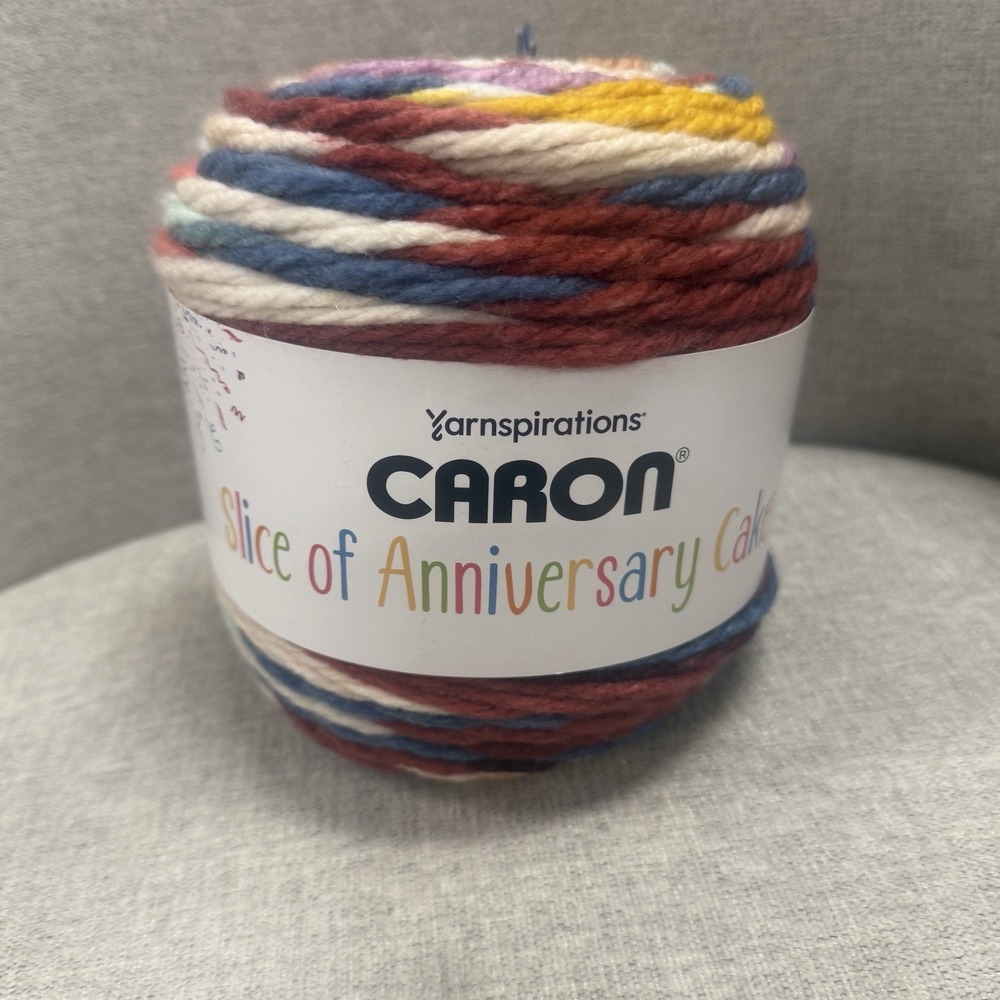 Caron‎ Yarn Slice of Anniversary Cake In Book Club Super Bulky Rainbow Acrylic